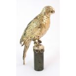 A continental silver figure of a parrot maker's marks JGP with import marks for London 1905 and