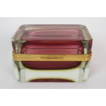 An Italian sommerso glass and gilt metal mounted table casket clear glass rectangular box with