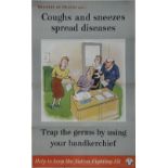 Poster Ministry of Health 'Coughs and Sneezes Spread Diseases - Trap the Germs by using your