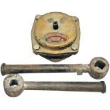Pair of GWR Locomotive Smokebox Door Handles and a heavy GWR Vacuum Brake Unit. The latter would