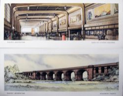 Carriage Prints, a pair unframed comprising:- Leeds City Station Concourse by Claude Buckle from the