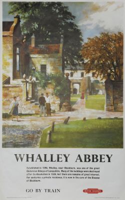 Poster British Railways 'Whalley Abbey' by Greene, 1959 double royal 25in x 40in. Published by BR