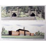 Carriage Prints, a pair unframed comprising:- Red Hill Tunnels, Trent by Kenneth Steel from the