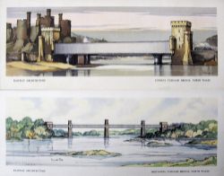 Carriage Prints, a pair unframed comprising:- Britannia Tubular Bridge, North Wales by Kenneth Steel