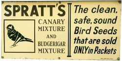 Enamel Advertising Sign 'Spratts Bird Seed'. In excellent condition complete with brass eyelets,