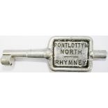 Single Line alloy Key Token PONTLOTTYN NORTH - RHYMNEY. Ex  Bargoed to Rhymney branch line