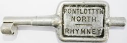 Single Line alloy Key Token PONTLOTTYN NORTH - RHYMNEY. Ex  Bargoed to Rhymney branch line