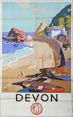 Poster GWR 'Devon' by Frank Sherwin, double royal 25in x 40in. Code PW9  James Milne Paddington.