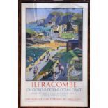 Poster British Railways 'Ilfracombe On Glorious Devon's Ocean Coast' by Paul Allinson, 1950 double