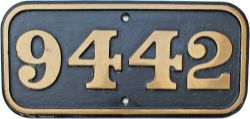 Cabside Numberplate 9442. Ex BR Hawkesworth design 0-6-0PT built Robert Stephenson & Hawthorn Ltd in