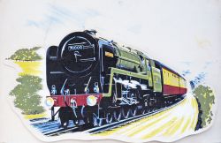 Original Poster Artwork of Britannia Locomotive 70000 by Wolstenholme, 20in x 30in. Some damage to