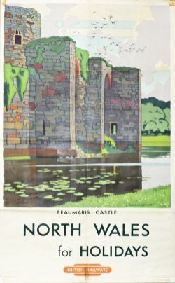 Poster British Railways 'Beaumaris Castle - North Wales For Holidays' by Norman Wilkinson double
