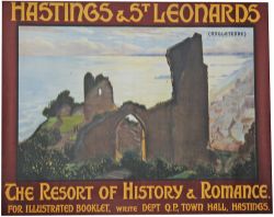 Poster 'Hastings & St Leonards The Resort of History & Romance - For Illustrated Booklet write to