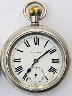 GWR Pocket Watch by Record, Swiss Made. Case engraved on rear 'GWR 0.1653. In full working order.