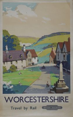 Poster British Railways 'Worcestershire' by Frank Sherwin, double royal size 25in x 40in. Depicts