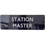 BR(E) enamel Doorplate STATION MASTER in two lines, flangeless and in excellent condition,