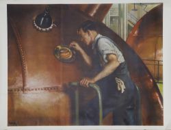 Poster inside the Guinness Brewery) by Gilroy, 30in x 38in. Depicts copper vat number 4 being