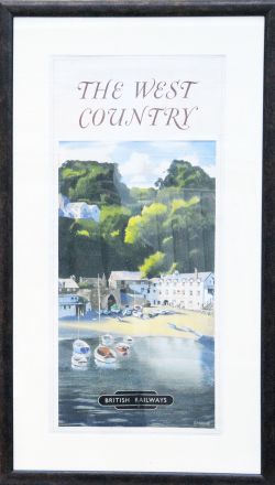 Original Artwork of Clovelly, The West Country by G. Hodgkinson. Framed and glazed 18in x 31in.