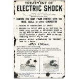 Advertising enamel semi pictorial, 'Treatment of Electric Shock' , describes the Schaffers method