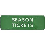 BR(S) enamel Doorplate SEASON TICKETS, fully flanged 18in x 6in. Small, expert repair to L/H