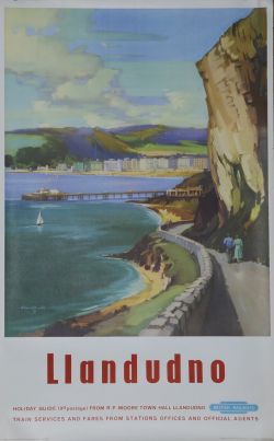 Poster British Railways 'Llandudno' by Claude Buckle, double royal size 25in x 40in. Depicts a