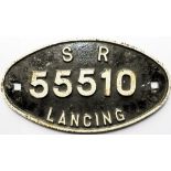 Wagon Plate SR 55510 Lancing, 13in x 7in. In original condition.