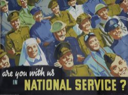 Poster advertising 'Are You With Us In National Service'  by Drake Brookshaw and Doreen Debenham
