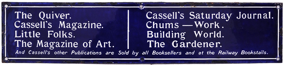 Advertising Enamel THE QUIVER. CASSELL'S MAGAZINE. LITTLE FOLKS. THE MAGAZINE OF ART. CASSELL'S