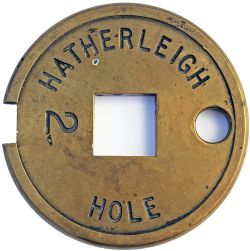 Single Line brass Tablet Tyers No 6  HATHERLEIGH - HOLE 2  Ex London and South Western Railway's