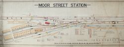 GWR hand coloured Signal Box Diagram BIRMINGHAM MOOR STREET dated 22/8/13. Some edge tears into