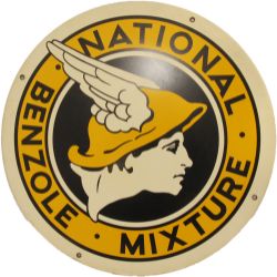 Motoring Garage Sign National Benzole Mixture depicting the famous yellow, black and white image