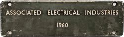 Worksplate Associated Electrical Industries 1960. British Railways Standard Gauge Class 15 Bo-Bo