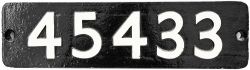 Smokebox Numberplate 45433. Ex Stanier 4-6-0 'Black 5' loco built by Armstrong Whitworth under works