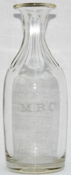 Midland Railway cut-glass Wine Carafe, clearly etched 'MRCo. Measures 3in diameter and stands 8in