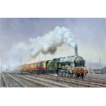 Original Oil Painting 'Royal Scot 46109 Royal Engineer Leaving Manchester' by Joe Townend GRA. An