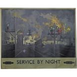 Poster British Railways 'Service by Night' by David Shepherd Quad Royal 40in x 50in. Published by