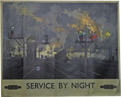 Poster British Railways 'Service by Night' by David Shepherd Quad Royal 40in x 50in. Published by