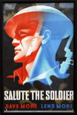 Poster World War II Salute the Soldier Save More Lend More, by Abram Games (1914-1996) This poster