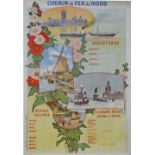 Poster Chemins De Fer Du Nord - Angleterre, Belgique, Hollande, Allemagne, Russie, Japon et Chine'