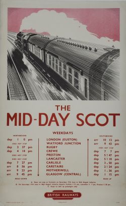 Poster BR(LM) The Mid-Day Scot – A N Wolstenholme 1950 double royal 25in x 40in.  Professionally