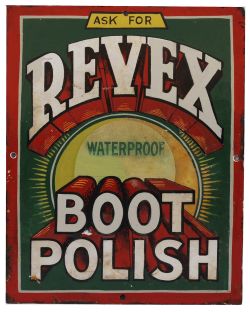 Advertising Enamel 'Ask For Revex Waterproof Boot Polish'. Some excellent restoration to the