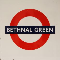 London Transport LT enamel Underground Railway Target Sign BETHNAL GREEN. The station is on the
