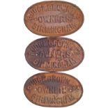 Wagon Plates, qty 3 the same 'Rudge Brown & Co Owners, Birmingham. Measuring 10in x 6in and all