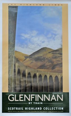 Poster 'Glenfinnan By Train - Scotrail Highland Collection' by Brendan Neiland R.A., double royal