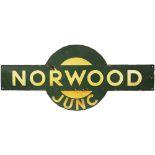 Southern Railway enamel Target NORWOOD JUNC. Ex LBSCR station, opened 5th June 1839 as Jolly Sailor,