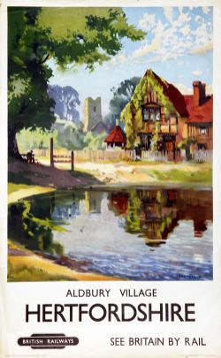 Poster British Railways  'Aldbury Village, Hertfordshire' by Jack Merriott, 1949 double royal 25in x