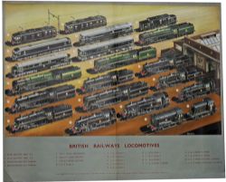 Poster 'British Railways Locomotives' by A.N.Wolstenholme,  Quad Royal 40in x 50in size. Published