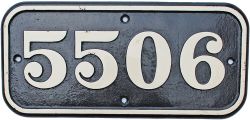 Cabside Numberplate 5506. Ex GWR Collett 2-6-2T locomotive built Swindon October 1927 and