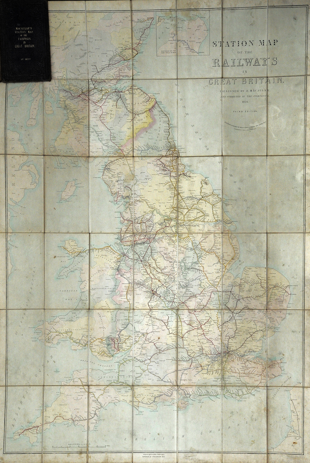 Third Edition of Macaulay's Station Map of the Railways in Great Britain, Published in 1854.