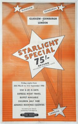 Poster British Railways 'Starlight Specials', double royal 25in x 40in. Published by the British